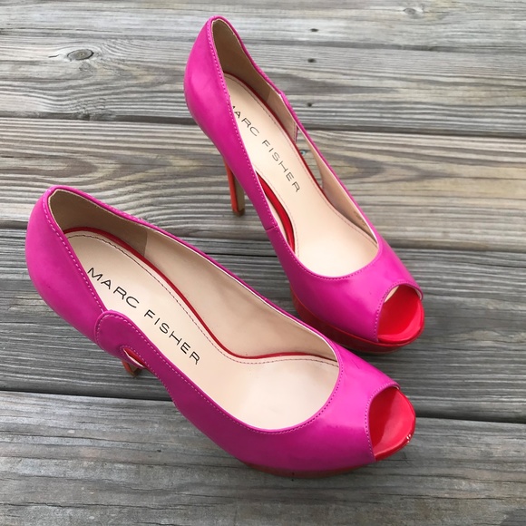Marc Fisher Women Heels Shoes Open Toe Pink Red - Picture 4 of 8